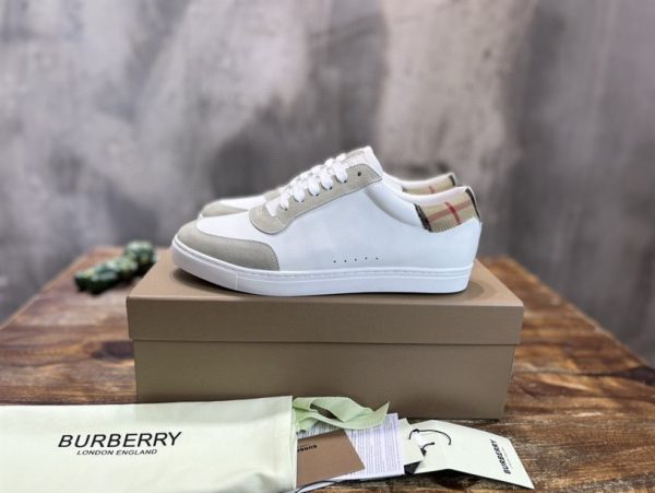 Burberry Leather, Suede and Check Cotton Sneakers - BS114