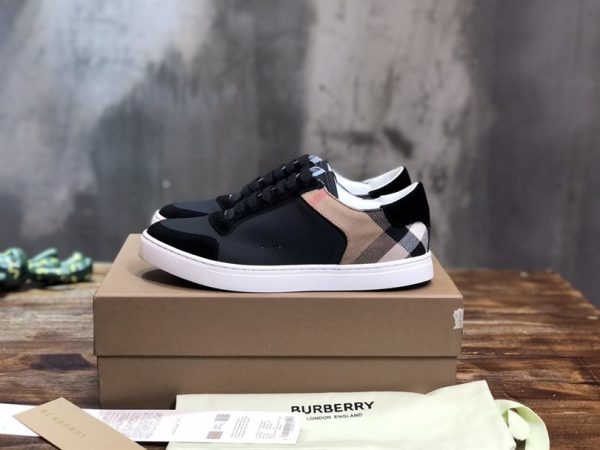 Burberry Leather, Suede and House Check Cotton Sneakers - BS11