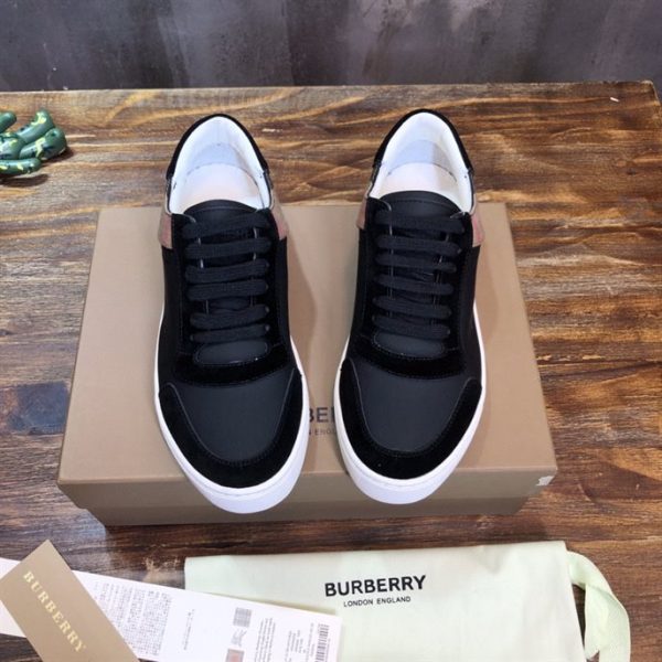 Burberry Leather, Suede and House Check Cotton Sneakers - BS11