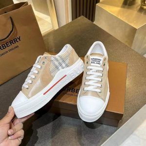 Burberry Vintage Check Cotton, Mesh and Leather Sneakers – BS18