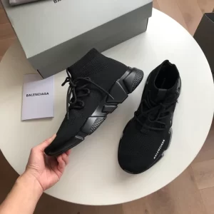 Balenciaga Speed Lace-Up Sneaker in Black Knit - GS52