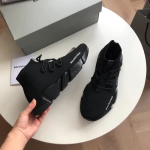 Balenciaga Speed Lace-Up Sneaker in Black Knit - GS52