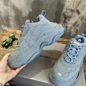 Balenciaga Women's Triple S Sneaker Denim In Blue - GS60