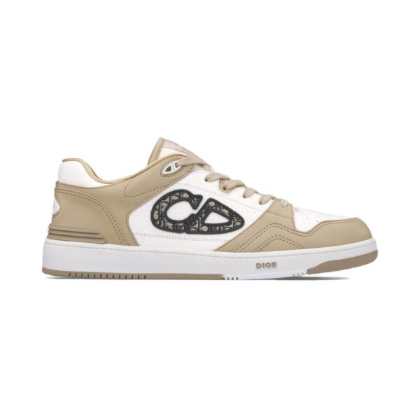 Dior B57 Low-Top Sneaker Beige and White Smooth Calfskin with Beige and Black Dior Oblique Jacquard - DS65