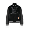 LV x NBA Leather Varsity Jacket in Black