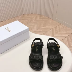 Dioract Sandal Black Quilted Cannage Calfskin - SD01