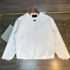 Prada Oversized Cotton Sweatshirt With Triangle Logo - HP17