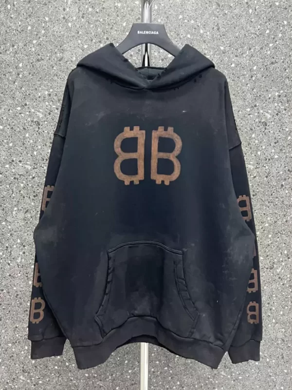 Balenciaga Crypto Hoodie Medium Fit in Black - HB07