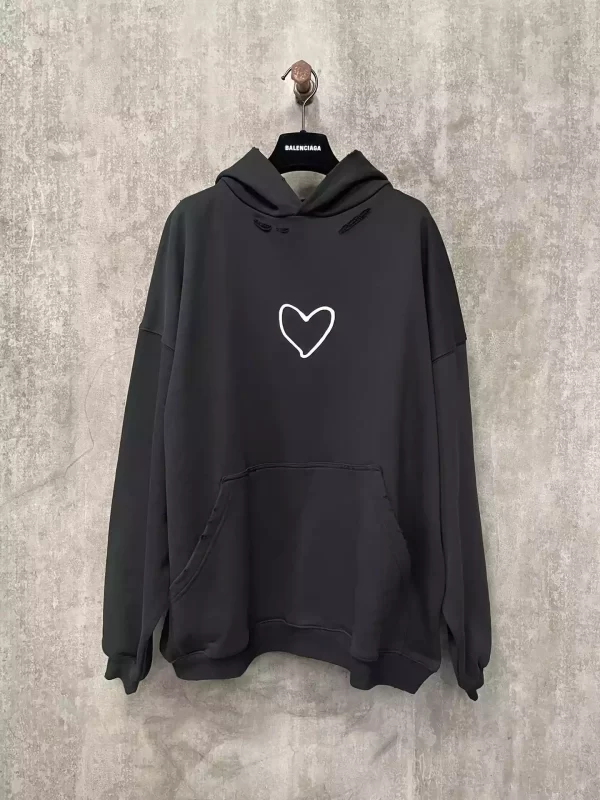 Balenciaga Lovey Hoodie Oversized in Black and White - HB12