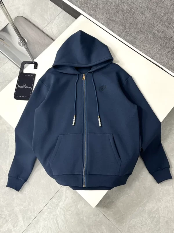 LV Embroidered Jersey Zip Through Hoodie - HL48