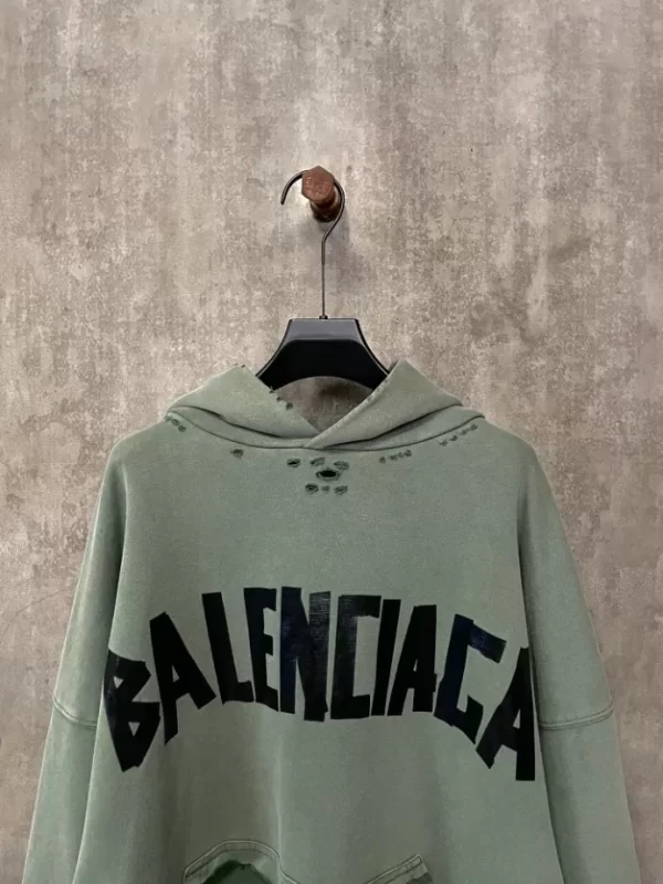 Balenciaga New Tape Type Ripped Pocket Hoodie Large Fit - HB23