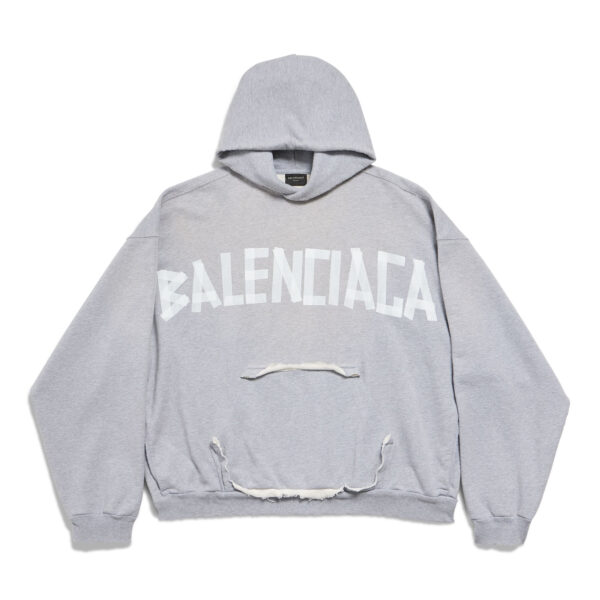 Balenciaga New Tape Type Tr Ripped Pocket Hoodie in Grey - HB25