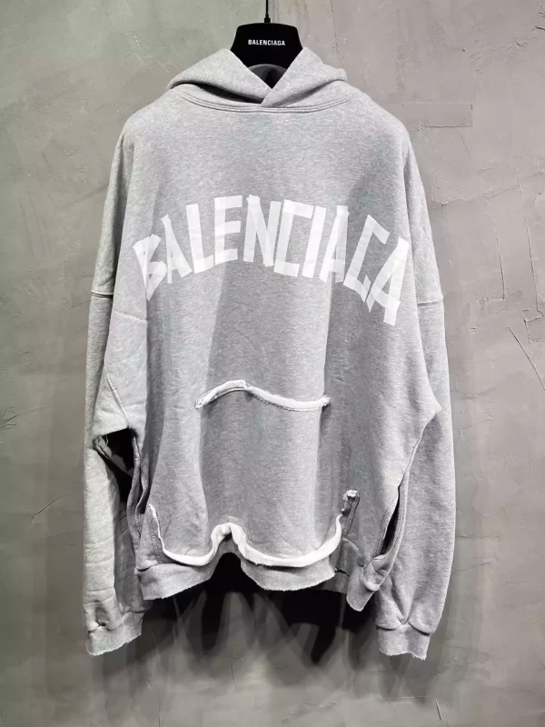 Balenciaga New Tape Type Tr Ripped Pocket Hoodie in Grey - HB25