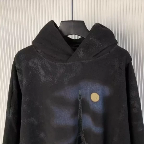 Balenciaga Paris Moon Crinkled Hoodie Large Fit in Black