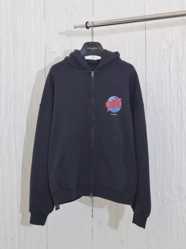 Balenciaga Planet Earth Zip-Up Hoodie Regular Fit - HB33